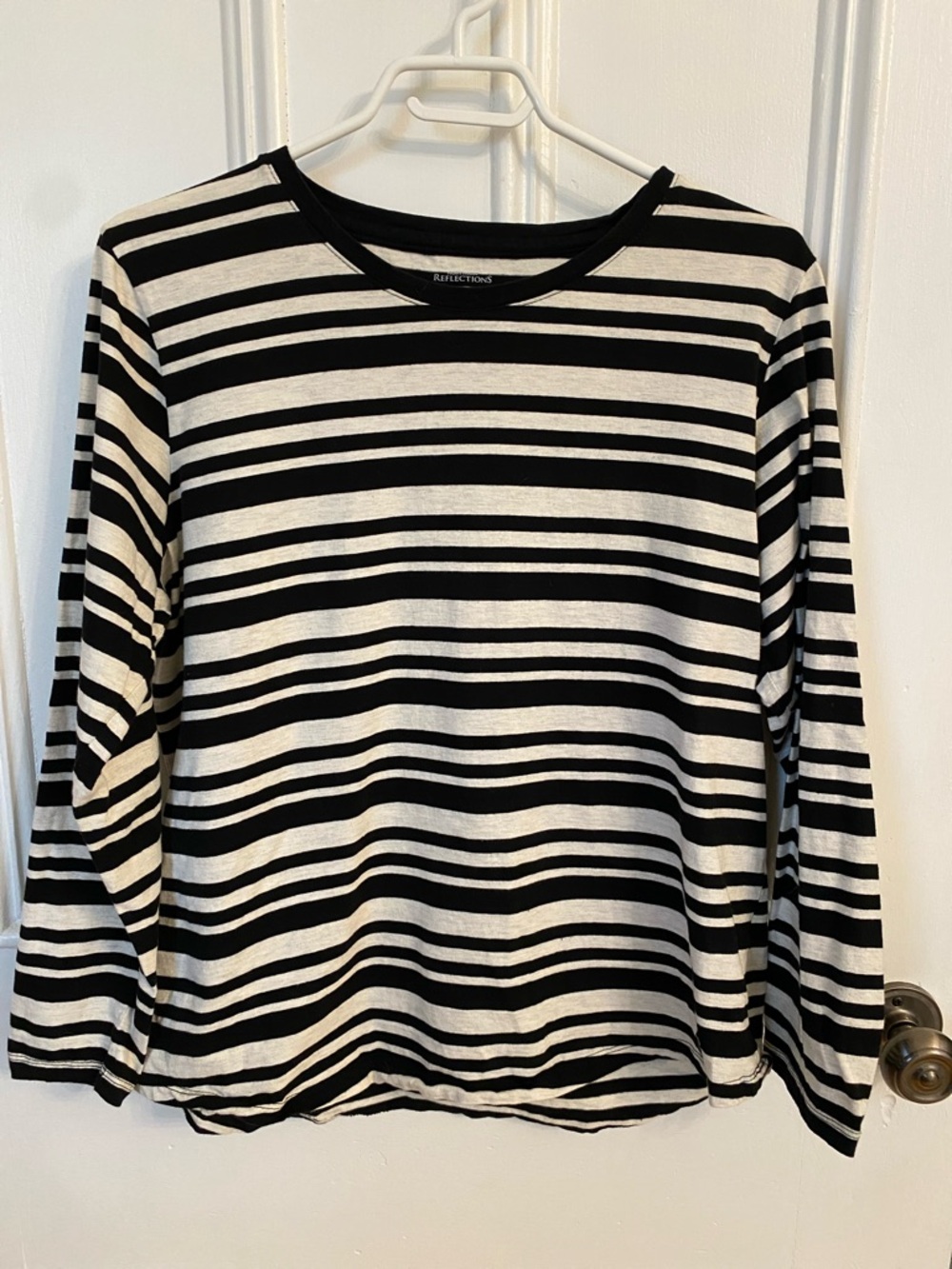 Northern Reflections Black and White Striped Long Sleeve Top
